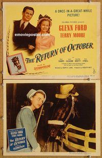b440 RETURN OF OCTOBER 2 movie lobby cards '48 Glenn Ford, Terry Moore