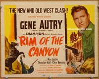 a349 RIM OF THE CANYON title lobby card '49 Gene Autry, Nan Leslie