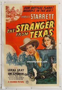 a005 STRANGER FROM TEXAS linen one-sheet movie poster '39 Charles Starrett