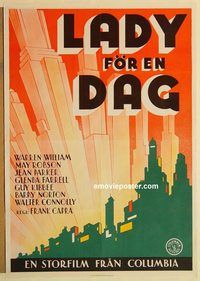 a014 LADY FOR A DAY Swedish movie poster '33 cool deco art, Capra