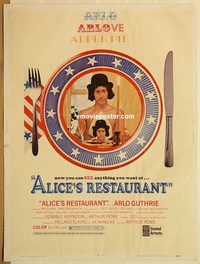 d552 ALICE'S RESTAURANT 30x40 movie poster '69 Arlo Guthrie