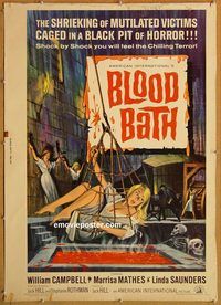 d557 BLOOD BATH 30x40 movie poster '66 AIP, pit of horror!