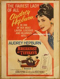 d560 BREAKFAST AT TIFFANY'S 30x40 movie poster R65 Audrey Hepburn