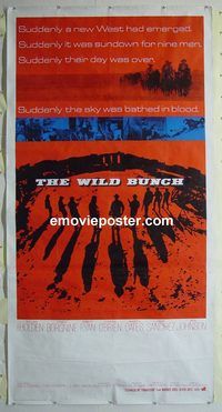 d040 WILD BUNCH three-sheet movie poster '69 Sam Peckinpah, Holden, Borgnine