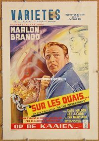 d045 ON THE WATERFRONT linen Belgian movie poster '54 Brando, Kazan