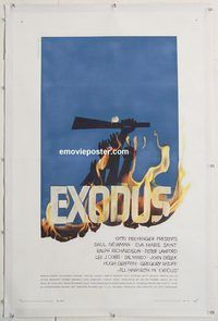 d021 EXODUS linen one-sheet movie poster '61 Paul Newman, Saul Bass art!