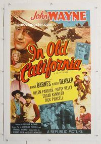 d025 IN OLD CALIFORNIA linen one-sheet movie poster R40s John Wayne