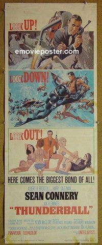 d082 THUNDERBALL insert movie poster '65 Connery as Bond