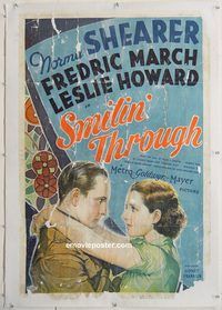 d034 SMILIN' THROUGH linen one-sheet movie poster '32 Norma Shearer