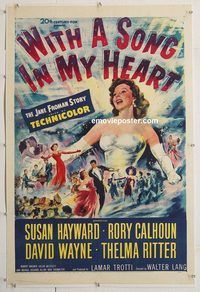 d039 WITH A SONG IN MY HEART linen one-sheet movie poster '52 Susan Hayward