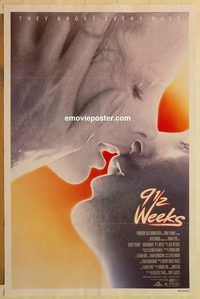 e007 9 1/2 WEEKS one-sheet movie poster '86 Mickey Rourke, Kim Basinger