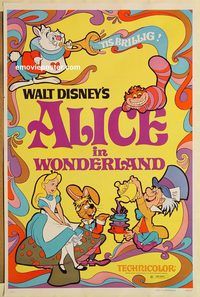 e015 ALICE IN WONDERLAND one-sheet movie poster R81 Walt Disney