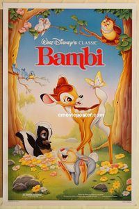 e042 BAMBI one-sheet movie poster R88 Walt Disney cartoon classic!