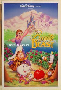 e050 BEAUTY & THE BEAST DS one-sheet movie poster '91 Walt Disney