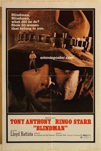 e064 BLINDMAN one-sheet movie poster '72 Tony Anthony, Ringo Starr