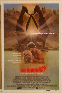 e081 BURNING one-sheet movie poster '81 horror, not Friday the 13th!