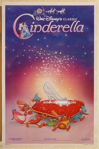 e100 CINDERELLA one-sheet movie poster R87 Walt Disney classic cartoon!