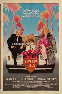 e146 DOWN & OUT IN BEVERLY HILLS one-sheet movie poster '86 Nick Nolte