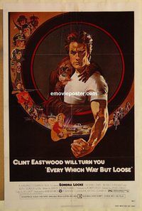 e174 EVERY WHICH WAY BUT LOOSE one-sheet movie poster '78 Clint Eastwood