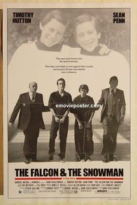 e181 FALCON & THE SNOWMAN one-sheet movie poster '85 Sean Penn, Hutton