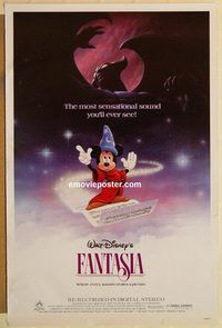 e183 FANTASIA one-sheet movie poster R85 Mickey Mouse, Disney classic!