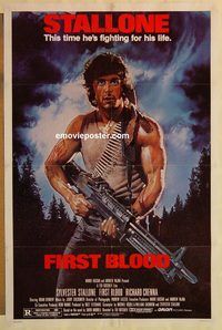 e193 FIRST BLOOD one-sheet movie poster '82 Sylvester Stallone as Rambo!