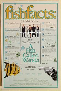 e194 FISH CALLED WANDA 'fish facts' one-sheet movie poster '88 John Cleese
