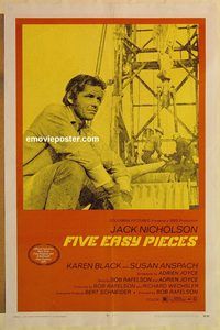 e195 FIVE EASY PIECES one-sheet movie poster '70 Jack Nicholson, Anspach
