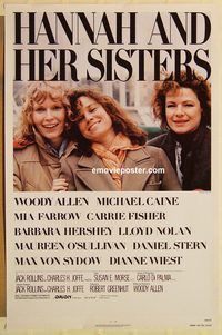 e240 HANNAH & HER SISTERS one-sheet movie poster '86 Woody Allen, Farrow
