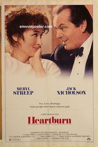 e244 HEARTBURN one-sheet movie poster '86 Jack Nicholson, Meryl Streep