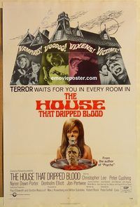 e266 HOUSE THAT DRIPPED BLOOD one-sheet movie poster '71 Christopher Lee