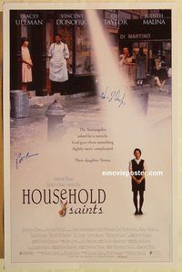 e267 HOUSEHOLD SAINTS signed one-sheet movie poster '93 Vincent D'Onofrio