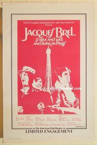 e290 JACQUES BREL limited engagement one-sheet movie poster '79 documentary