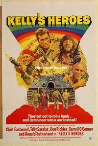 e304 KELLY'S HEROES 1sh R72 Clint Eastwood, Telly Savalas, Don Rickles, Donald Sutherland!