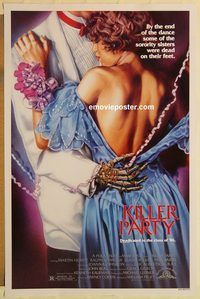 e308 KILLER PARTY one-sheet movie poster '86 great Joann horror artwork!