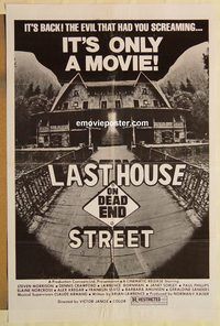 e319 LAST HOUSE ON DEAD END STREET one-sheet movie poster '77 horror!