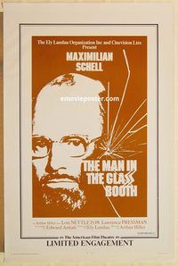 e362 MAN IN THE GLASS BOOTH limited engagement one-sheet movie poster '74