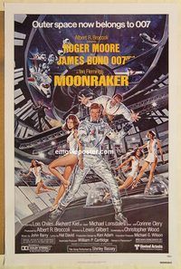e386 MOONRAKER one-sheet movie poster '79 Roger Moore as James Bond!