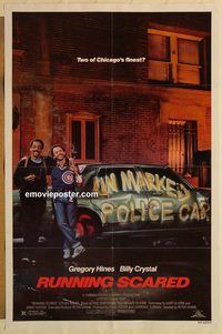 e491 RUNNING SCARED one-sheet movie poster '86 Greg Hines, Billy Crystal