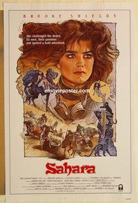 e497 SAHARA one-sheet movie poster '84 Brooke Shields, Drew Struzan art!