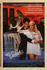 e540 SPLASH one-sheet movie poster '84 Tom Hanks, Daryl Hannah as mermaid