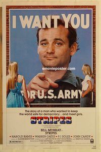 e565 STRIPES one-sheet movie poster '81 Bill Murray, Harold Ramis