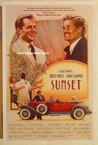 e570 SUNSET one-sheet movie poster '88 Bruce Willis, James Garner