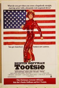 e598 TOOTSIE advance one-sheet movie poster '82 Dustin Hoffman, Lange