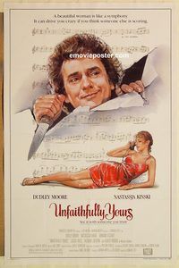 e611 UNFAITHFULLY YOURS one-sheet movie poster '84 Dudley Moore
