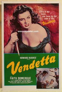 e616 VENDETTA one-sheet movie poster R79 bad girl Faith Domergue!