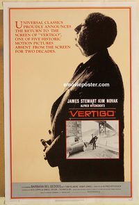 e618 VERTIGO one-sheet movie poster R83 James Stewart, Kim Novak