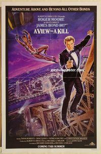 e619 VIEW TO A KILL advance one-sheet movie poster '85 Moore as James Bond!