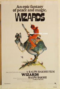e633 WIZARDS one-sheet movie poster '77 Ralph Bakshi fantasy cartoon!