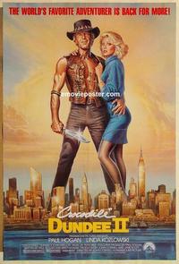 f164 CROCODILE DUNDEE 2 one-sheet movie poster '88 Paul Hogan sequel!